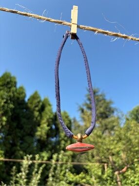 Handcrafted Red Pendant Necklace on Navy Cord